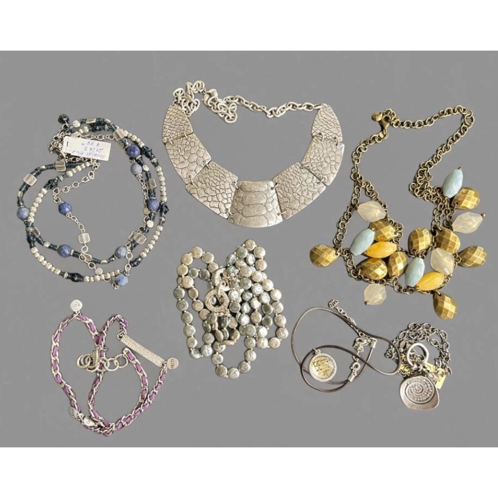 NECKLACE/PENDANT Bundle/Lot of 7, Premier Designs HAMMERED PEARLS BEADED CHAIN